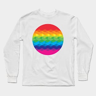 Rainbow Geometric Diamond Shapes Abstract Pattern Design Long Sleeve T-Shirt